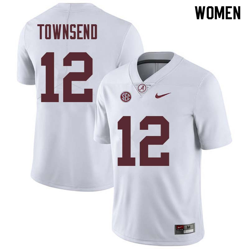 Alabama Crimson Tide Women's Chadarius Townsend #12 White NCAA Nike Authentic Stitched College Football Jersey PS16H75XB
